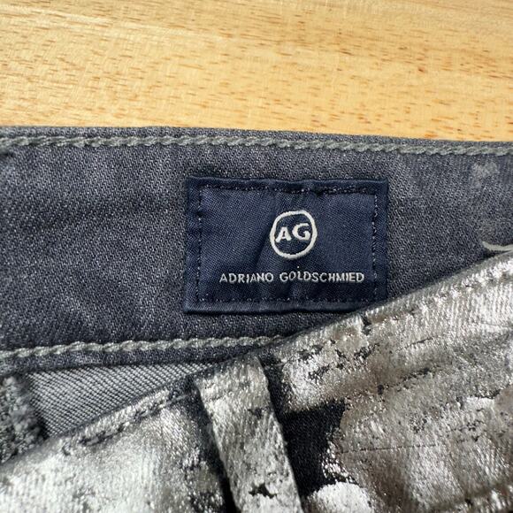 AG Adriano Goldschmied NWT The Farrah Skinny Ankle Coated Silver Denim Size 26R - Picture 5 of 10